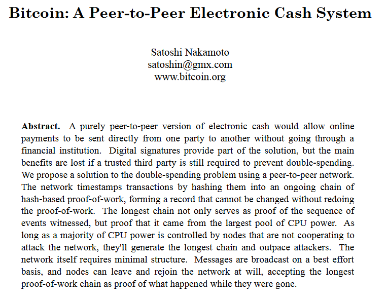 Bitcoin: A Peer-to-Peer Electronic Cash System