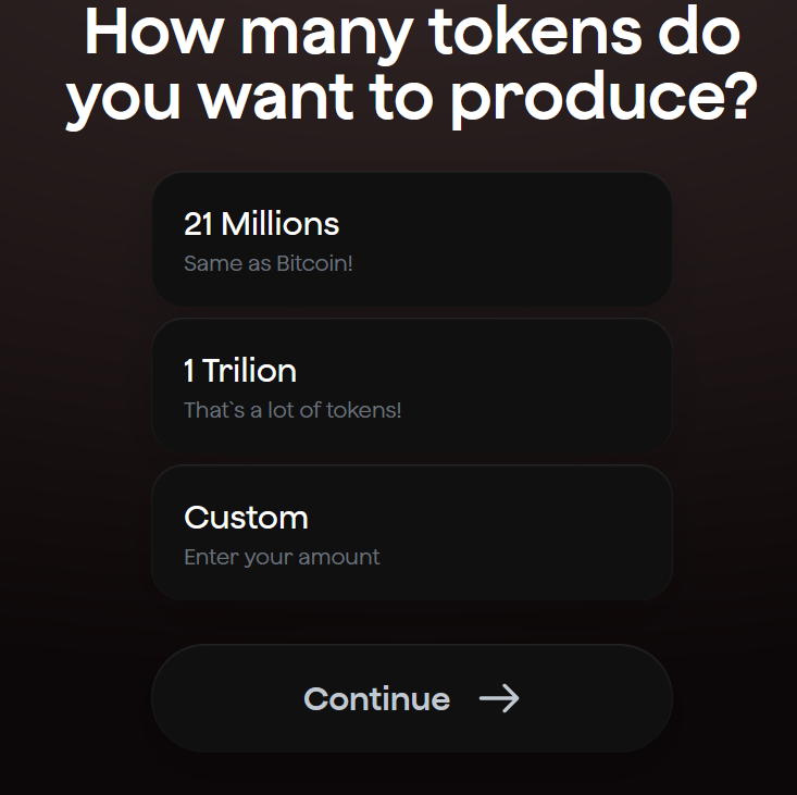 How many token s do you want to produce?